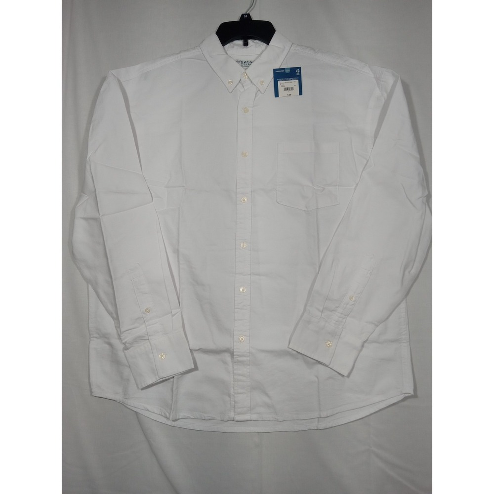 Arizona Jean Co Mens White Oxford Button Down Dress Shirt‎ Large